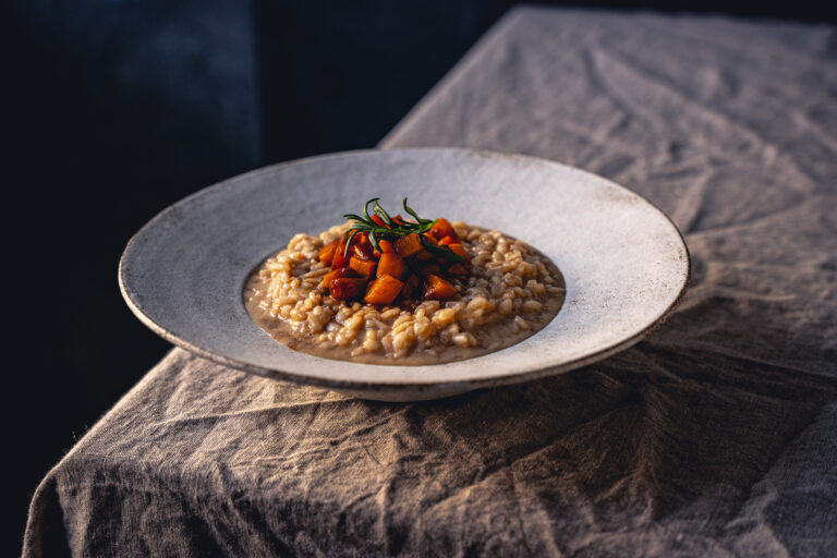 Risotto mit glasiertem Kürbis