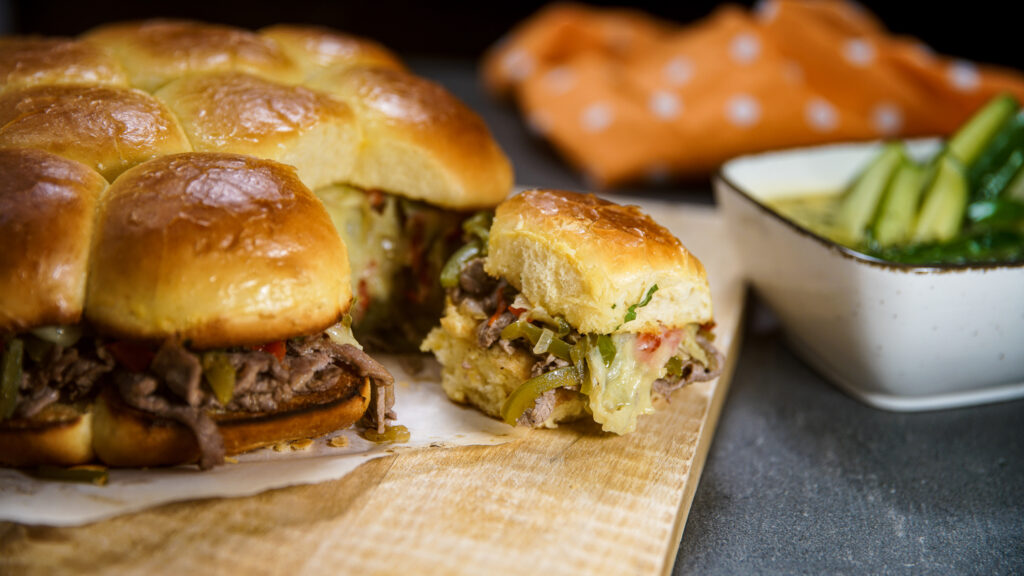 Pull Apart Philly Cheese Steak Sliders
