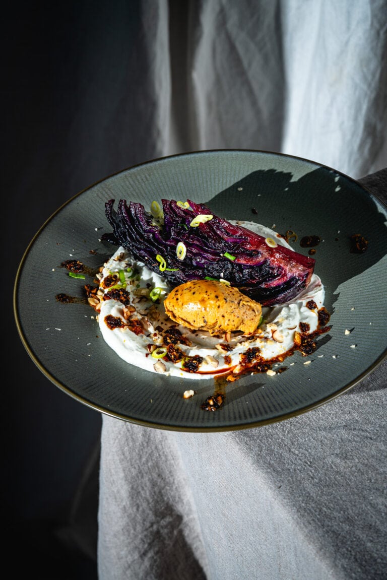 Geröstetes Rotkraut mit Fetacreme