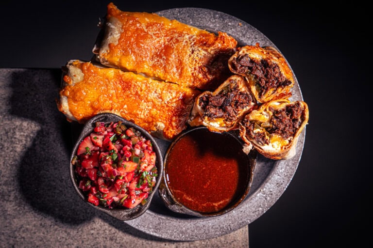 Birria Enchiladas mit Erdbeer Pico de Gallo