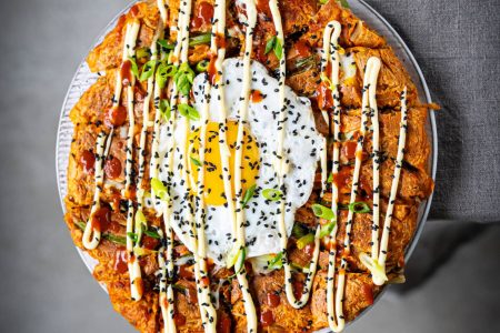 Kimchi Pancakes mit Käsefüllung