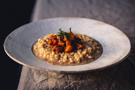 Risotto mit glasiertem Kürbis