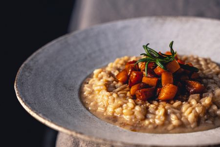 Risotto mit glasiertem Kürbis