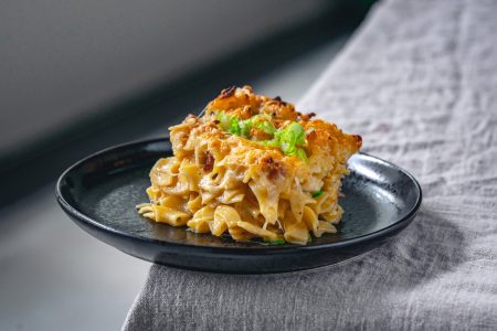 Überbackene Schinkenfleckerl