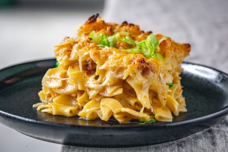 Überbackene Schinkenfleckerl