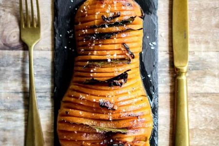 Ofenkürbis Hasselback Kürbis Butternuss Kürbis