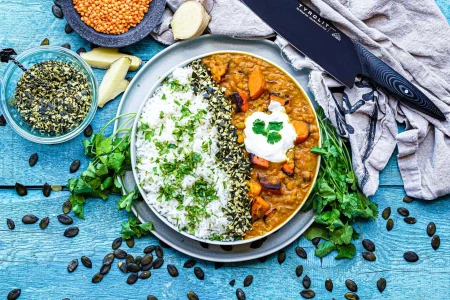 Kürbis Curry mit Linsen