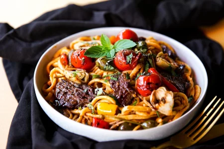 Mediterrane-Steak-Pasta