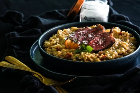 tomaten-risotto mit steak